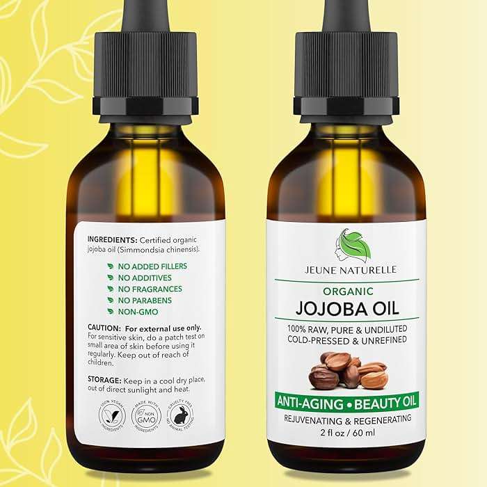 Jeune Naturelle Jojoba Oil Organic Cold Pressed - 100% Pure, Raw, Virgin, Undiluted, Unrefined - Ideal for Hair, for Skin, for Hair Growth, 2 oz - Image 3