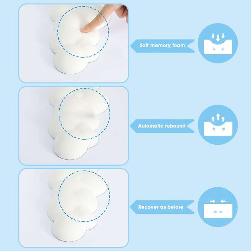 ATTACK SHARK Cloud Mouse Pad Wrist Support and Keyboard Wrist Rest,Ergonomic Design for Typing Pain Relief,Memory Foam Wrist Rest Leather Cup Coaster for Desk,Office,Computer Laptop,Mac(White) - Image 2