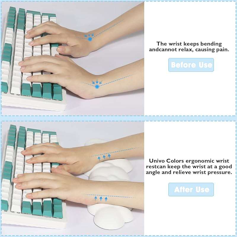 ATTACK SHARK Cloud Mouse Pad Wrist Support and Keyboard Wrist Rest,Ergonomic Design for Typing Pain Relief,Memory Foam Wrist Rest Leather Cup Coaster for Desk,Office,Computer Laptop,Mac(White) - Image 6