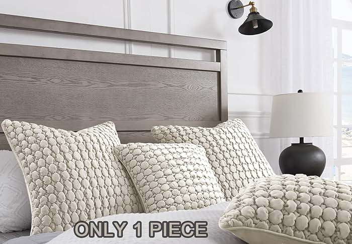 COCOPLOCEUS Pillow Cover 24x24 1 Piece Velvet Euro Sham Decorative Farmhouse Pillowcase Boho Square Cushion Covers Soft Bubble Texture for Couch Sofa Bed Bedroom Car Living Room，Beige Gray - Image 2