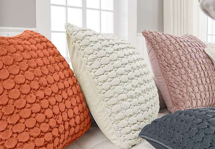 COCOPLOCEUS Pillow Cover 24x24 1 Piece Velvet Euro Sham Decorative Farmhouse Pillowcase Boho Square Cushion Covers Soft Bubble Texture for Couch Sofa Bed Bedroom Car Living Room，Beige Gray - Image 7
