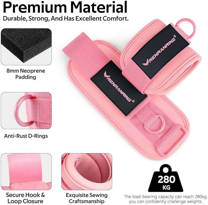 Ankle Resistance Bands with Cuffs, Ankle Bands for Working Out, Ankle Resistance Band for Legs and Glutes Workout Equipment, Butt Exercise Equipment for Women - Image 2