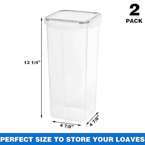 Tiawudi 2 Pack Bread Box, Plastic Bread Container, Bread Storage for Kitchen Counter, Bread Keeper with Airtight Lid, Tall Bread Saver, Sandwich Bread Holder, 5.6 Qt / 5.3L Each - Image 3