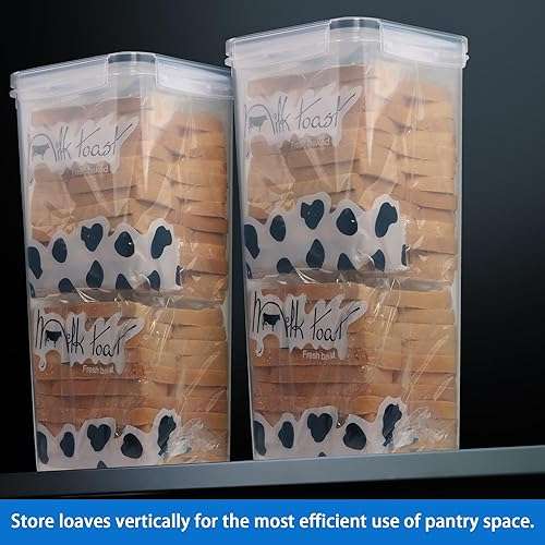 Tiawudi 2 Pack Bread Box, Plastic Bread Container, Bread Storage for Kitchen Counter, Bread Keeper with Airtight Lid, Tall Bread Saver, Sandwich Bread Holder, 5.6 Qt / 5.3L Each - Image 5