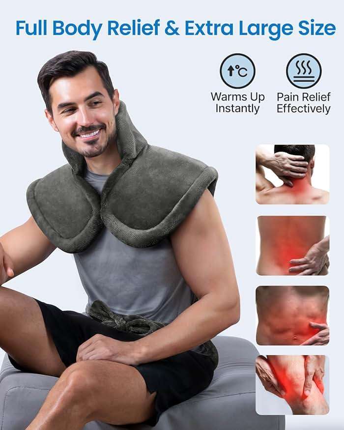 RENPHO King Size Heating Pad for Back, Fathers Day Dad Gifts for Husband & Birthday Gifts for Men, FSA Eligible, 24"x37" XL Large Weighted Electric Heat Pad for Neck and Shoulder, ETL Certified, Gray - Image 3