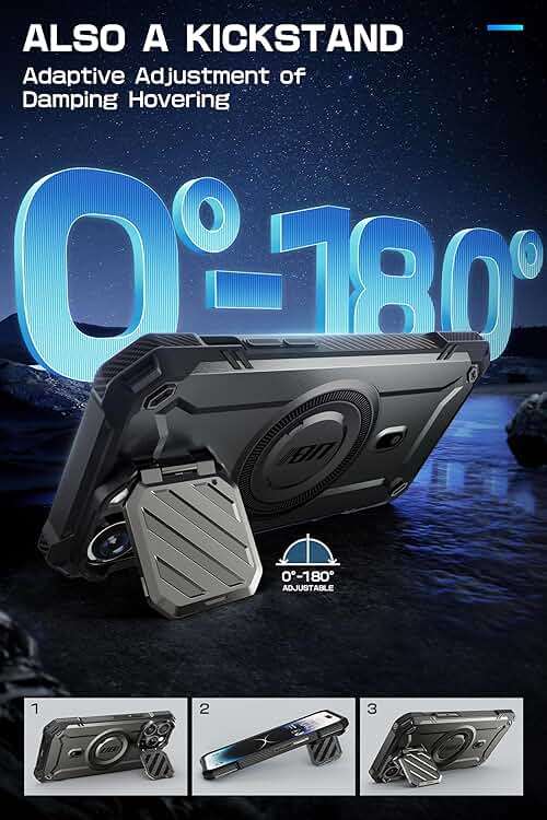 SUPCASE for iPhone 14 Pro Max Case with Camera Cover Stand (UB Mag XT) , [Compatible with MagSafe] [Built-in Belt-Clip] Heavy Duty Magnetic Phone Case for iPhone 13 Pro Max, Black - Image 4