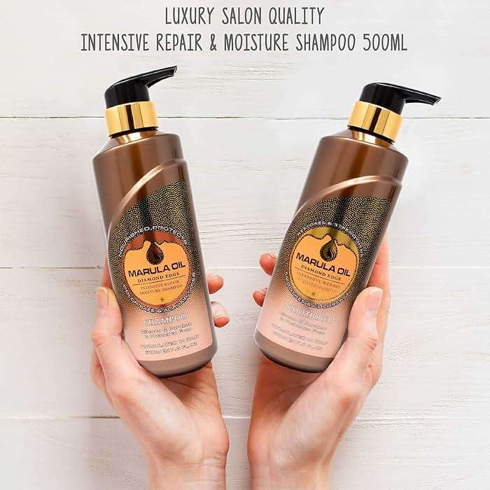 Marula Oil Shampoo and Conditioner Sets,Color Safe Ultra Moisture Sulfate Free Shampoo Conditioner Pack for All Hair Types, Moisturizing,Smoothing, Locks Moisture, Natural Repair, Pump Bottle - Image 4