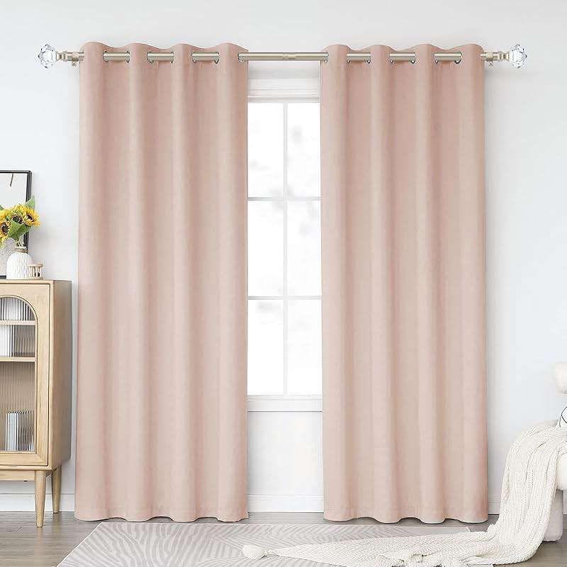 TONIAL Curtain Rods for Windows 20 to 53 Inch(1.6 to 4.4 ft), Telescoping Splicing 3/4 Single Rods 32 to 58 Inch(2.6-4.8ft), Decorative Rod with Acrylic Diamond Finial, Champagne Gold - Image 4