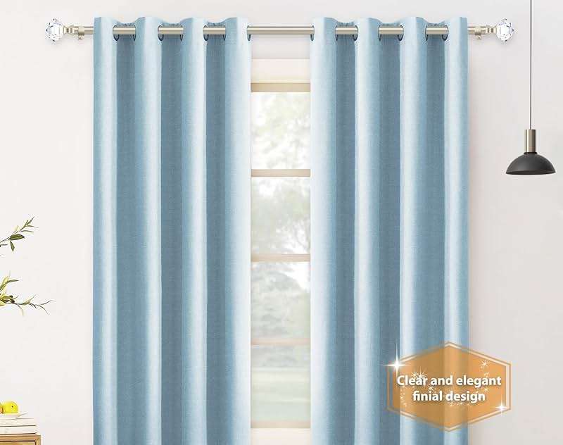 TONIAL Curtain Rods for Windows 20 to 53 Inch(1.6 to 4.4 ft), Telescoping Splicing 3/4 Single Rods 32 to 58 Inch(2.6-4.8ft), Decorative Rod with Acrylic Diamond Finial, Champagne Gold - Image 6