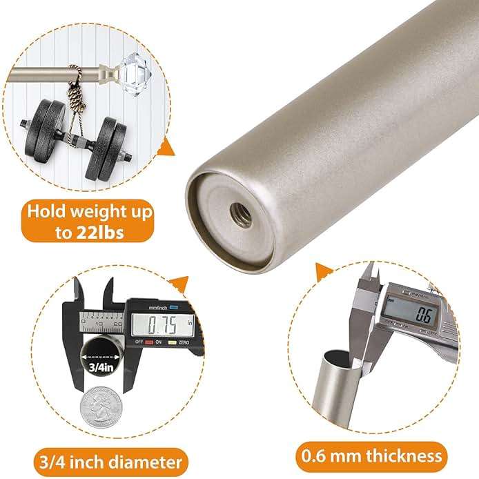 TONIAL Curtain Rods for Windows 20 to 53 Inch(1.6 to 4.4 ft), Telescoping Splicing 3/4 Single Rods 32 to 58 Inch(2.6-4.8ft), Decorative Rod with Acrylic Diamond Finial, Champagne Gold - Image 8