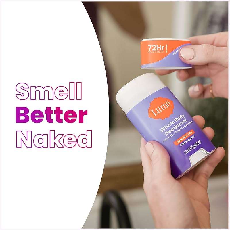 Lume Whole Body Deodorant - Smooth Solid Stick - 72 Hour Odor Control - Aluminum Free, Baking Soda Free and Skin Safe - 2.6 Ounce (Pack of 2) (Soft Powder) - Image 7