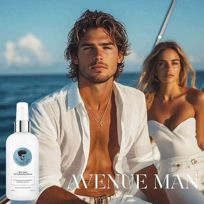 Avenue Man Sea Salt Spray for Men - Texturizing & Thickening Sea Salt Hair Spray for Men with Kelp and Brown Seaweed Extract - Paraben, Sulfate-Free - Add Volume and Texture Beach Hairspray 6.76 Oz - Image 2