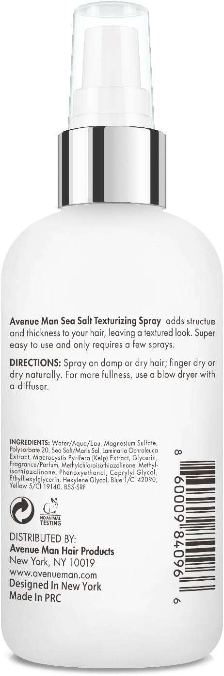 Avenue Man Sea Salt Spray for Men - Texturizing & Thickening Sea Salt Hair Spray for Men with Kelp and Brown Seaweed Extract - Paraben, Sulfate-Free - Add Volume and Texture Beach Hairspray 6.76 Oz - Image 9