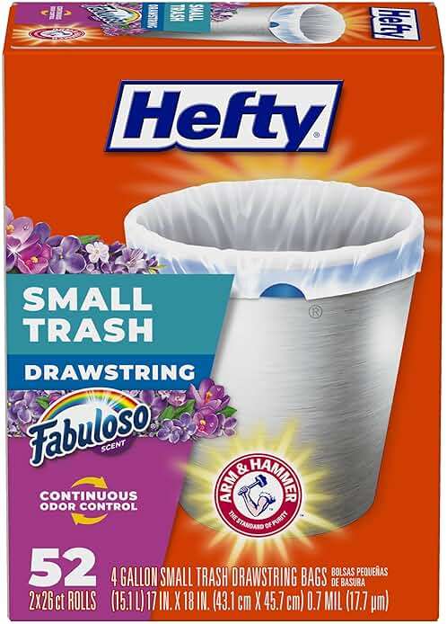 Hefty Small Trash Bags, Fabuloso Scent, 4 Gallon, 52 Count - Image 1