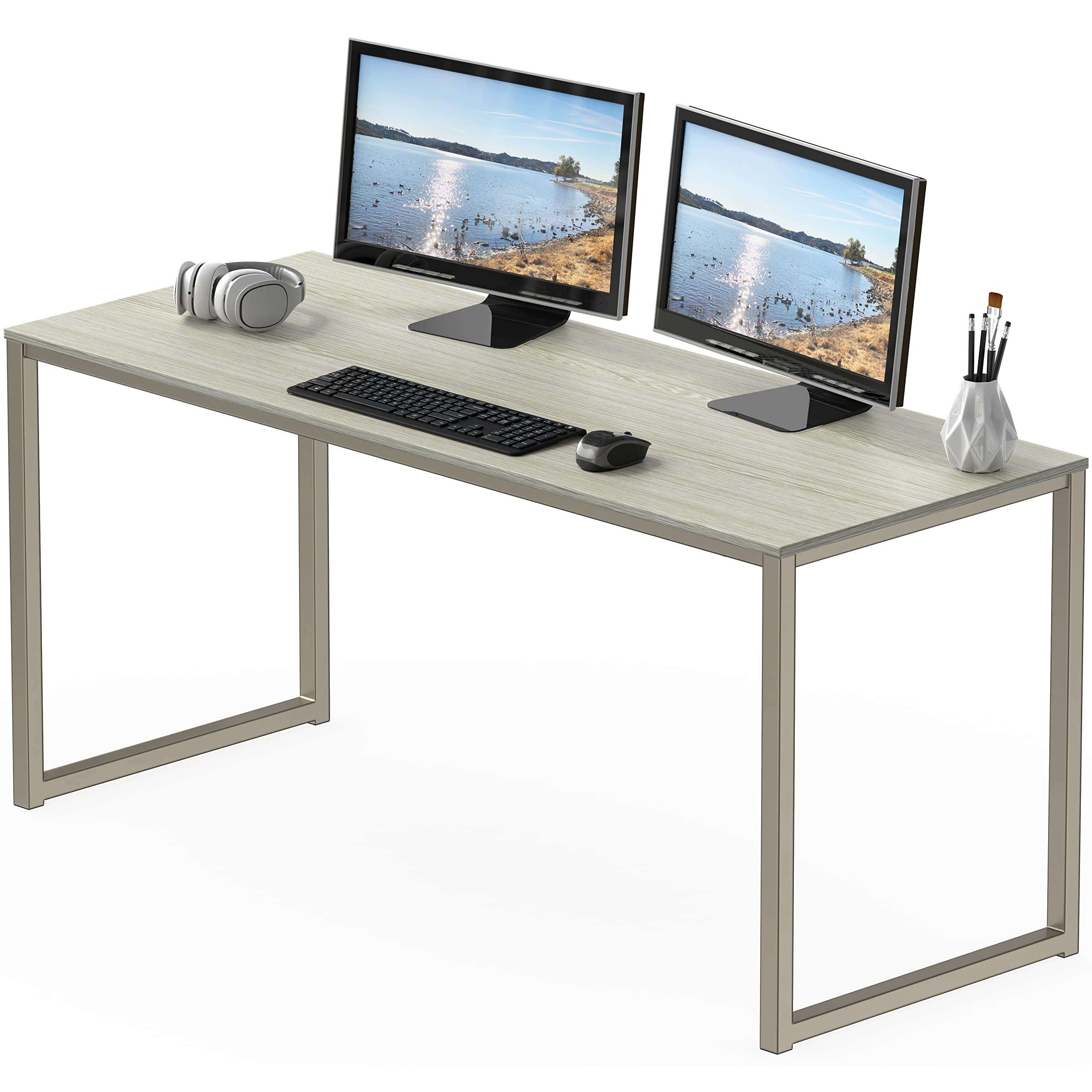 SHW Mission 55-Inch Home Office Computer Desk, Maple - Image 1