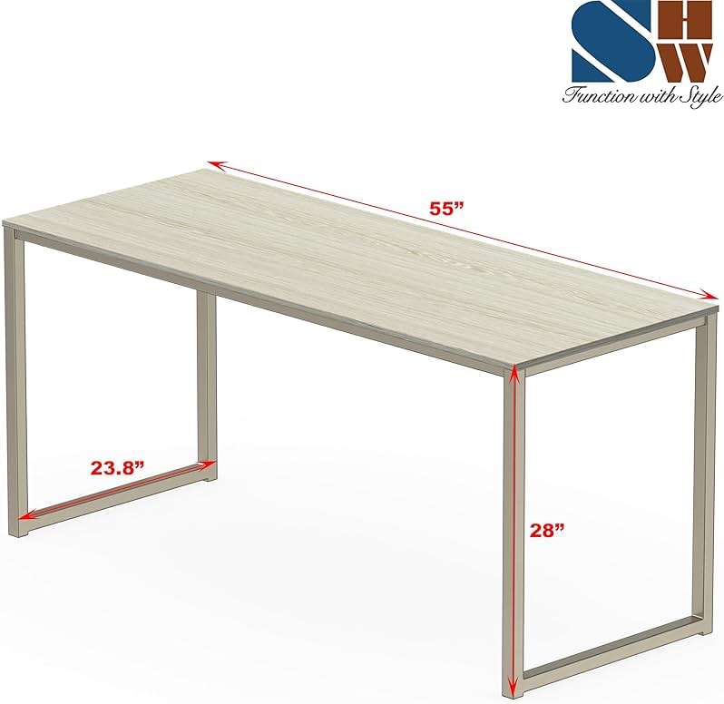SHW Mission 55-Inch Home Office Computer Desk, Maple - Image 4