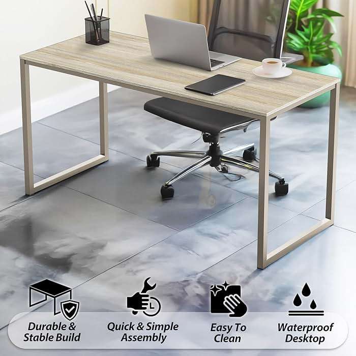 SHW Mission 55-Inch Home Office Computer Desk, Maple - Image 5