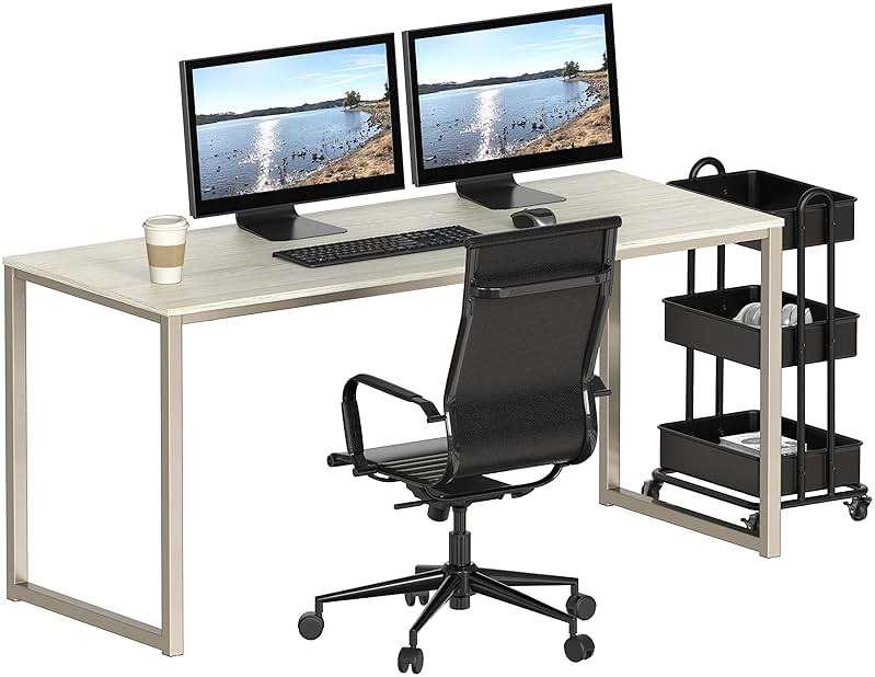 SHW Mission 55-Inch Home Office Computer Desk, Maple - Image 7
