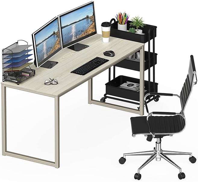 SHW Mission 55-Inch Home Office Computer Desk, Maple - Image 9