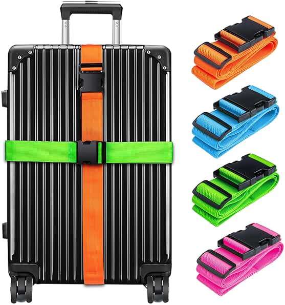 Collwait Luggage Straps for Suitcases TSA Approved, Travel Belt Suitcase Belt, Suitcase Straps TSA Approved, Luggage Belt Strap TSA Approved, Travel Straps for Luggage, Luggage Band Bag Straps 4 Pack - Image 1