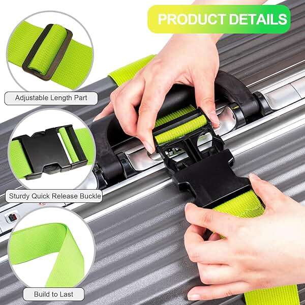 Collwait Luggage Straps for Suitcases TSA Approved, Travel Belt Suitcase Belt, Suitcase Straps TSA Approved, Luggage Belt Strap TSA Approved, Travel Straps for Luggage, Luggage Band Bag Straps 4 Pack - Image 6