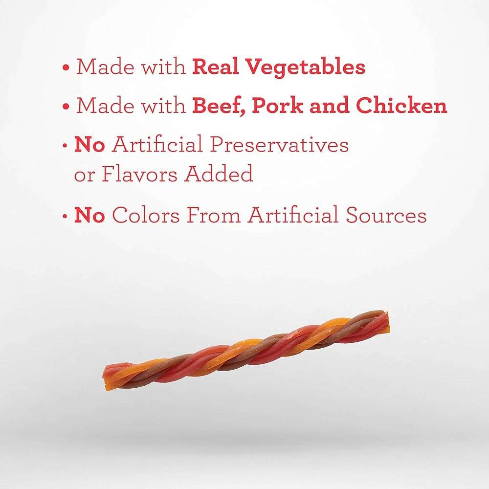 DreamBone Triple Flavor Twisties Dog Treats, Daily Rawhide-Free Chew, Digests Safely, with Real Protein, Beef, Pork, Chicken and Veggies, 25 Count - Image 3
