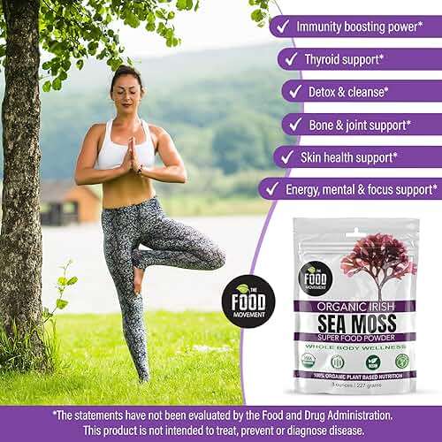 The Food Movement Co. Organic Raw Irish Sea Moss Powder - Mineral Dense Superfood for Cellular Health, Thyroid and Immune Support, Detox - Vegan and Kosher Algae Trace Minerals - Image 3