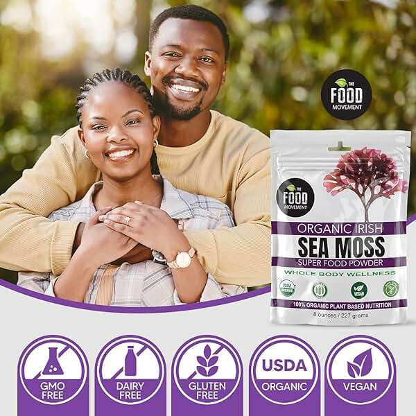 The Food Movement Co. Organic Raw Irish Sea Moss Powder - Mineral Dense Superfood for Cellular Health, Thyroid and Immune Support, Detox - Vegan and Kosher Algae Trace Minerals - Image 4
