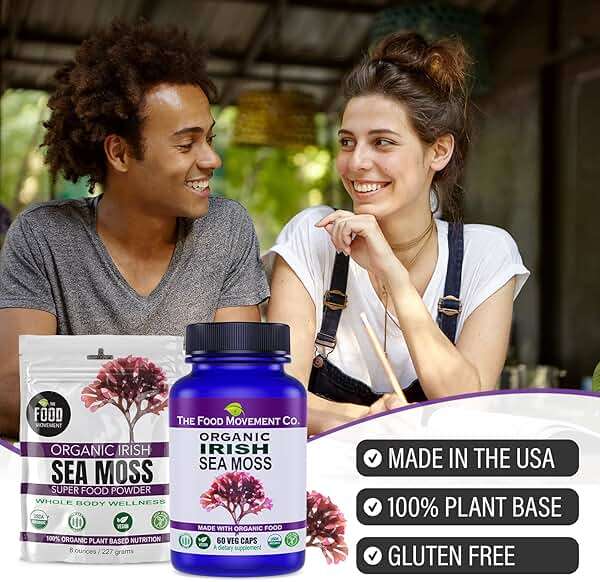 The Food Movement Co. Organic Raw Irish Sea Moss Powder - Mineral Dense Superfood for Cellular Health, Thyroid and Immune Support, Detox - Vegan and Kosher Algae Trace Minerals - Image 5