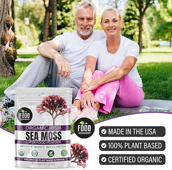 The Food Movement Co. Organic Raw Irish Sea Moss Powder - Mineral Dense Superfood for Cellular Health, Thyroid and Immune Support, Detox - Vegan and Kosher Algae Trace Minerals - Image 7