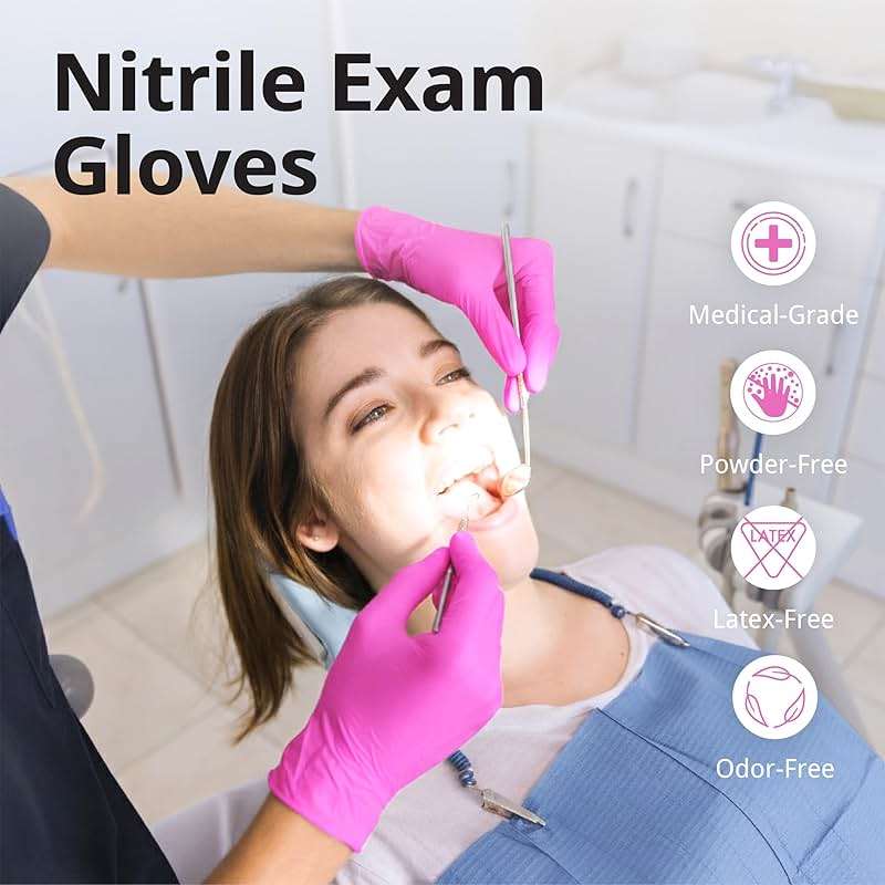 SwiftGrip Powder-Free Nitrile Gloves, 3-mil, Disposable Nitrile Gloves, Latex-Free, Powder-Free - Pink/Fuchsia - Image 5