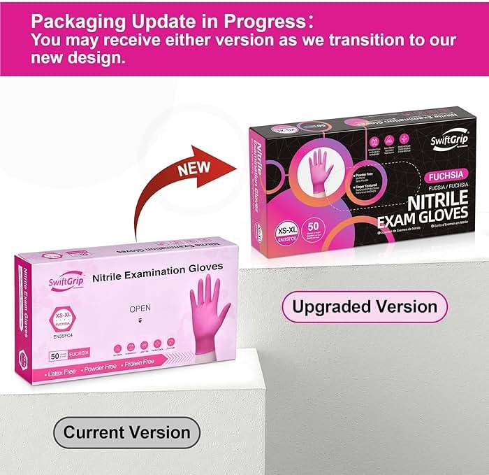 SwiftGrip Powder-Free Nitrile Gloves, 3-mil, Disposable Nitrile Gloves, Latex-Free, Powder-Free - Pink/Fuchsia - Image 9