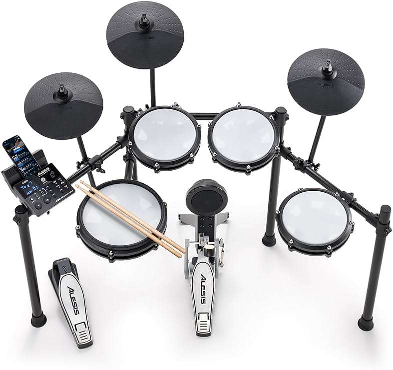Alesis Nitro Max Kit Electric Drum Set with Quiet Mesh Pads, 10" Dual-Zone Snare, Bluetooth, 440+ Authentic Sounds, Drumeo, USB MIDI, Kick Pedal - Image 1