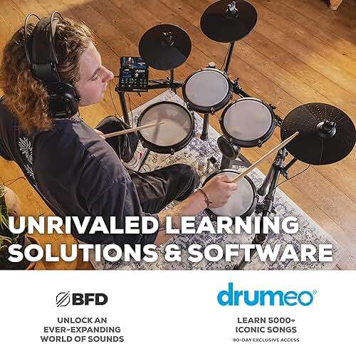 Alesis Nitro Max Kit Electric Drum Set with Quiet Mesh Pads, 10" Dual-Zone Snare, Bluetooth, 440+ Authentic Sounds, Drumeo, USB MIDI, Kick Pedal - Image 5