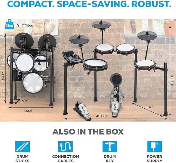 Alesis Nitro Max Kit Electric Drum Set with Quiet Mesh Pads, 10" Dual-Zone Snare, Bluetooth, 440+ Authentic Sounds, Drumeo, USB MIDI, Kick Pedal - Image 6