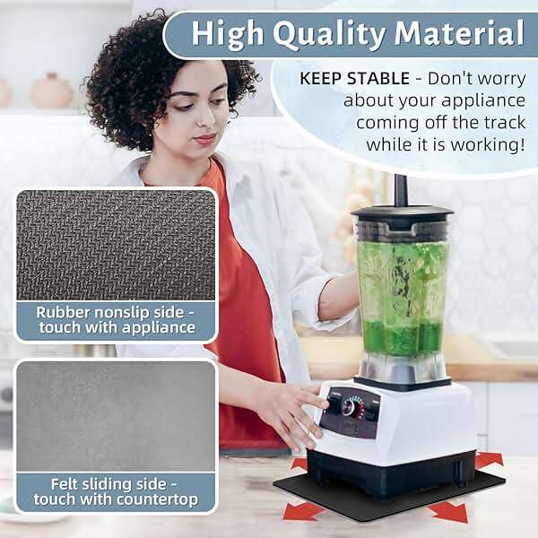 LOPNUR 14"x10" Small Appliance Slider, Appliance Sliders for Kitchen Appliances, 360° Rotating Sliding Tray for Coffee Maker, Heat Resistant Mat Cut to Fit Stand Mixer Air Fryer Microwave, Gray - Image 3