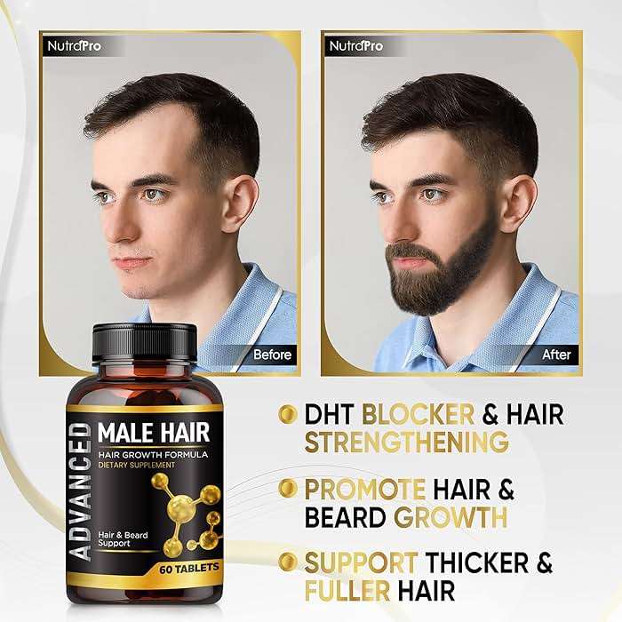 Hair Growth Vitamins For Men-Anti Hair Loss Support Vitamins Pills & Dht Blocker For Men.Regrow Hair & Beard Growth Supplement For Thicker Fuller & Stronger Hair. Support Thinning Hair With Biotin. - Image 3