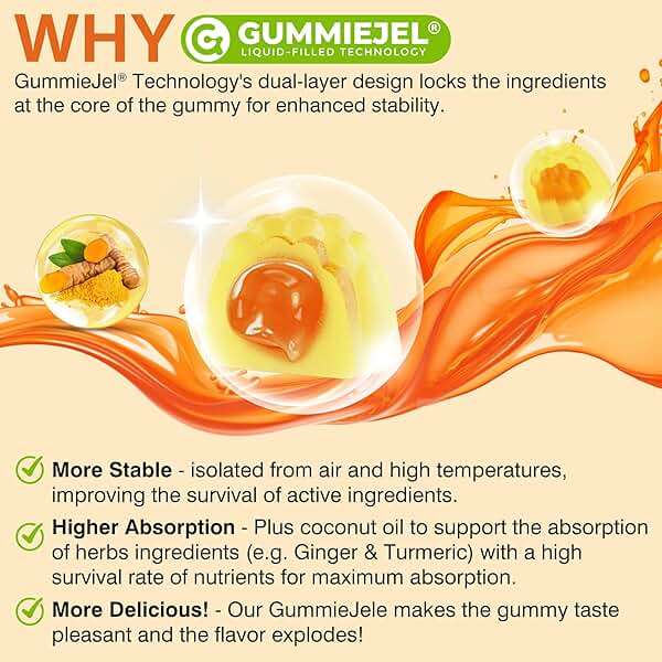 LILICARE Ginger Chews Gummies for Nausea & Digestive Support, Stomach Relief - Sugar Free with Turmeric & Odorless Garlic, Quercetin, Vitamin D3, C, Delicious Digestive Supplements, 60Cts (Pack of 1) - Image 7