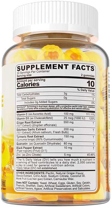 LILICARE Ginger Chews Gummies for Nausea & Digestive Support, Stomach Relief - Sugar Free with Turmeric & Odorless Garlic, Quercetin, Vitamin D3, C, Delicious Digestive Supplements, 60Cts (Pack of 1) - Image 8