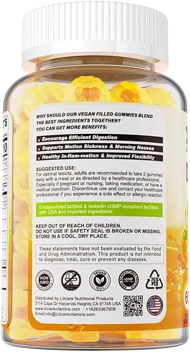 LILICARE Ginger Chews Gummies for Nausea & Digestive Support, Stomach Relief - Sugar Free with Turmeric & Odorless Garlic, Quercetin, Vitamin D3, C, Delicious Digestive Supplements, 60Cts (Pack of 1) - Image 9