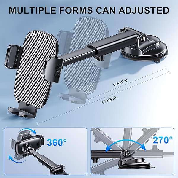 GUWEZ Phone Holder Car Mount for iPhone [Powerful Suction] Phone Mount for Car Dashboard Windshield Air Vent Universal Accessories [Thick Cases Friendly] Automobile Phone Holder Fit iPhone Smartphone - Image 3