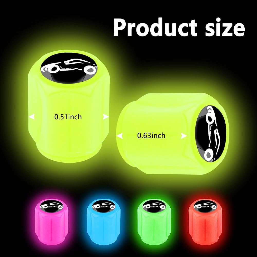 20PCS Fluorescent Tire Valve Stem Caps,Luminous Auto Wheel Air Valve Cap,Universal Decoration Accessories for Car/SUV/Bicycle/Trucks/Motorcycles,Cool Car Gifts (20Pcs-5 Colors/Car) - Image 2