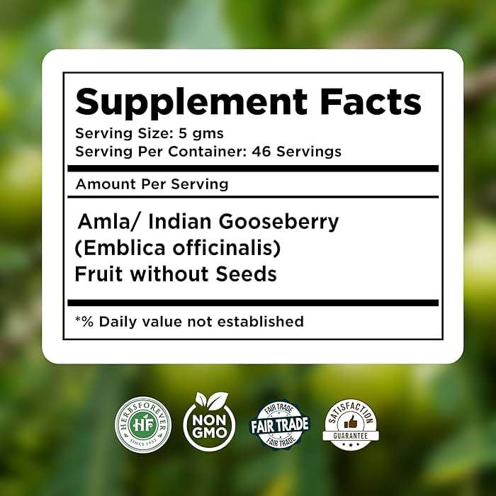 Herbsforever Amla Powder | Phyllanthus Emblica | Rich in Vitamin C & Natural Antioxidants | Supports Healthy Immunity & Digestion | Vegan, Non-GMO Superfood | 230g (8.1 oz) (230_GMS) - Image 4