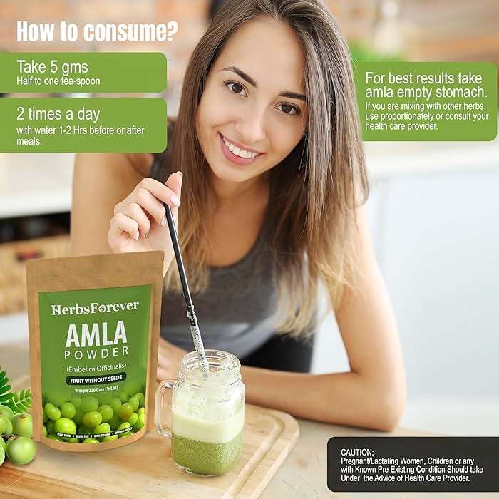 Herbsforever Amla Powder | Phyllanthus Emblica | Rich in Vitamin C & Natural Antioxidants | Supports Healthy Immunity & Digestion | Vegan, Non-GMO Superfood | 230g (8.1 oz) (230_GMS) - Image 5