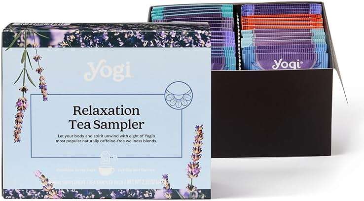 Yogi Relaxation Sampler Box (32 Tea Bags) - 8 Favorite Herbal Teas for Stress Relief & Sleep - Organic & Caffeine Free - Image 1