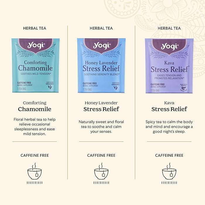 Yogi Relaxation Sampler Box (32 Tea Bags) - 8 Favorite Herbal Teas for Stress Relief & Sleep - Organic & Caffeine Free - Image 4