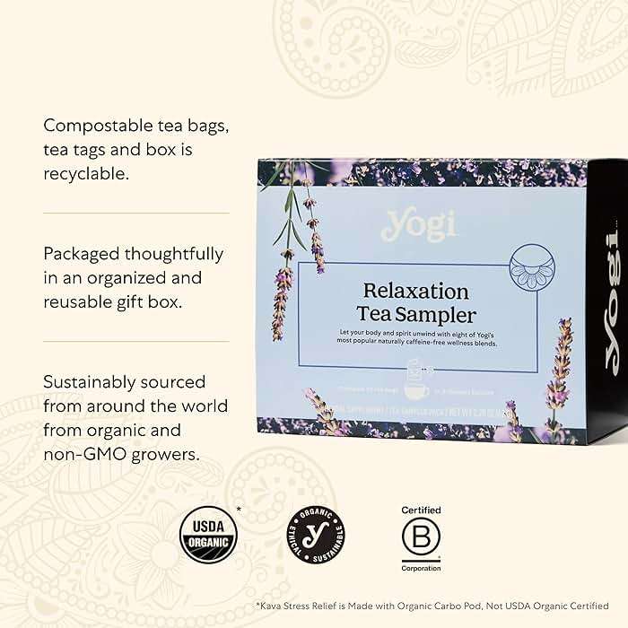 Yogi Relaxation Sampler Box (32 Tea Bags) - 8 Favorite Herbal Teas for Stress Relief & Sleep - Organic & Caffeine Free - Image 7
