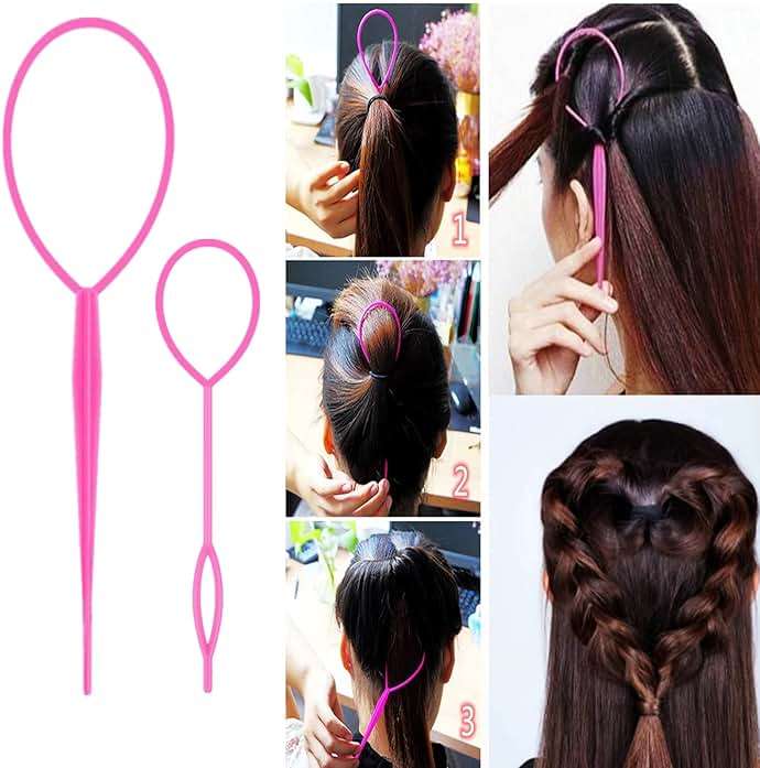 ZVOREI 8Pcs Hair Brushes Set with 4Pcs Topsy Hair Tail Tools 1Pcs Bristle Teasing Hair Brush 1Pcs Edge Control Brush 2Pcs Metal Pin Rat Tail Combs for Woman Girl hair Styling,Edge&Back Brushing,Pink - Image 2