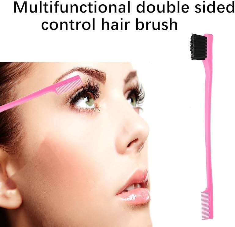 ZVOREI 8Pcs Hair Brushes Set with 4Pcs Topsy Hair Tail Tools 1Pcs Bristle Teasing Hair Brush 1Pcs Edge Control Brush 2Pcs Metal Pin Rat Tail Combs for Woman Girl hair Styling,Edge&Back Brushing,Pink - Image 5