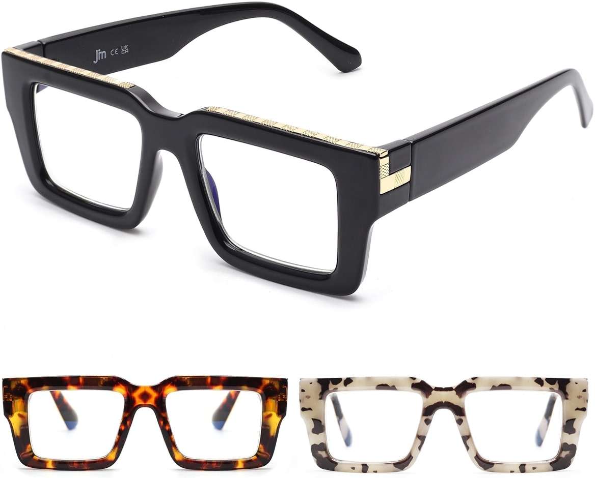 JM 3 Pack Reading Glasses for Women Men, Fashion Square Blue Light Blocking Readers - Image 1